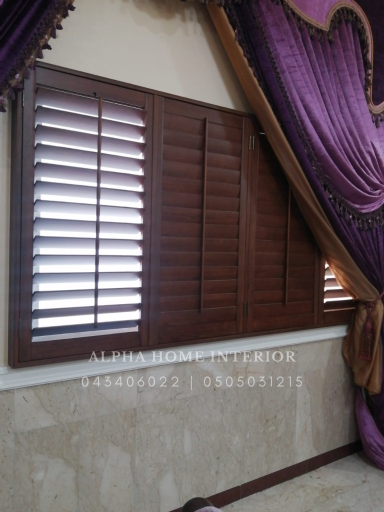Plantation Shutters with Curtain for Home Décor